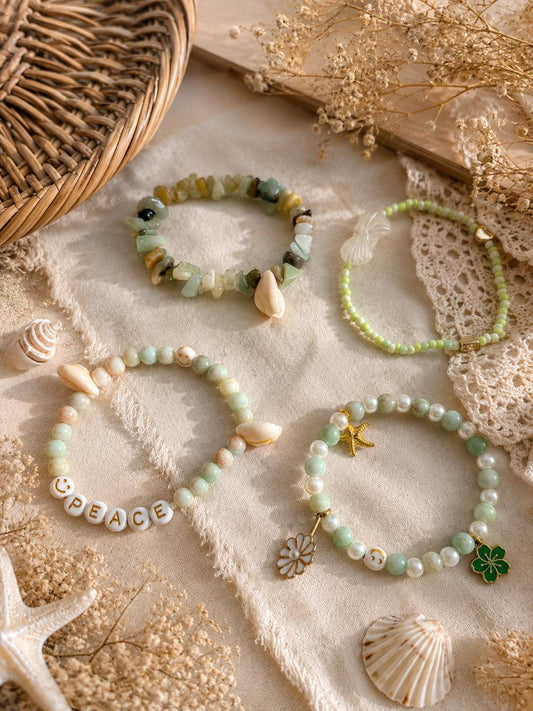 Beaded Stones, Beads, Shells & Charms- Set of 4