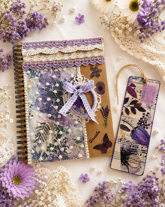 Back in Stock!!!  Handcrafted Bookmark & Journal - Gifting Set - Purple