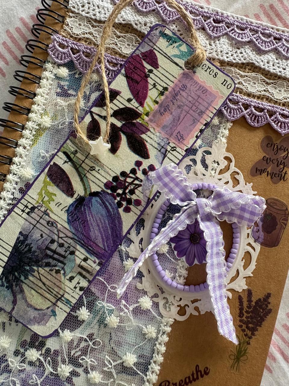 Back in Stock!!!  Handcrafted Bookmark & Journal - Gifting Set - Purple